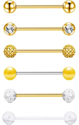 Produktbild von Zungenpiercing 6er Set Chirurgenstahl 16mm Stablänge 14G