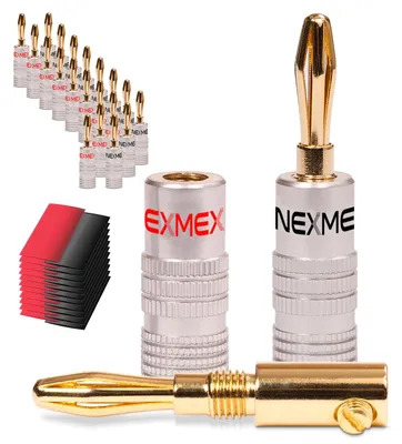 Produktbild von 22x NEXMEX Bananenstecker High End Bananas 24K vergoldet mit Schrumpfschlauch