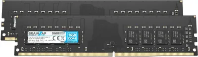 Zdjęcie produktu dla BRAINZAP 32GB (2x16GB) DDR4 2400MHz PC4-2400T-UAB-11 DIMM CL17 2Rx8 1.2V, pamięć RAM (moduł pamięci) bez bufora, nieekorowana, przeznaczona do komputerów stacjonarnych