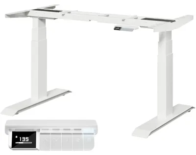 Image de Cadre de bureau électrique réglable en hauteur - 65-135 cm - Capacité de charge de 160 kg - Blanc