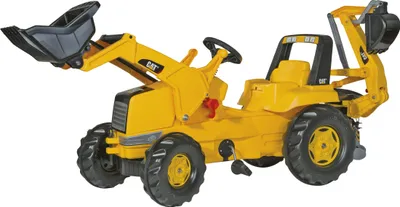 Produktbild von rolly toys Junior CAT Junior Lader Trettraktor mit Heckbagger, Maße: 164,5x53x76 cm; 81 300 1