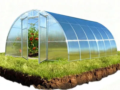 Produktbild von Gewächshaus GARTEN WIDE 4M 4x8 m mit 6 mm Polycarbonat, Stahlrahmen, 2 Türen, 4 Fenster