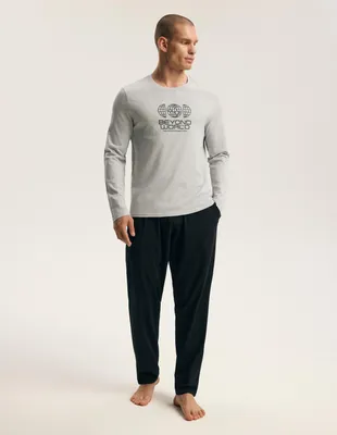 Productafbeelding van Pyjama met lange mouwen, Henderson, modern design, 100% katoen, maat L