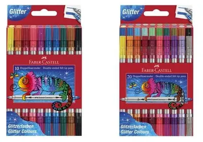 Produktbild von FABER-CASTELL Doppelfasermaler Glitzer, 10er Etui (151107)