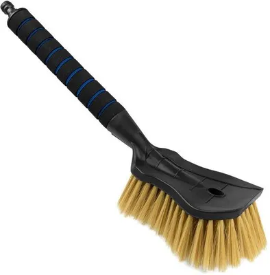 Image de Brosse de lavage pour voiture à poils souples, 44 cm de long, bleue, avec raccordement à l'eau