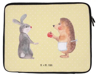 Produktbild von Mr. & Mrs. Panda Laptop Tasche Hase Igel 20 x 28 cm - Gelb Pastell - Geschenk, Trösten, Sleeve, Case, Liebe Spruch, Lustige Sprüche, Herzschmerz, Laptoptasche, Hülle