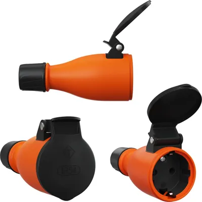 Produktbild von maxgo Gummistecker Gummikupplung Schuko Spritzwasserschutz IP54 3P 16A, Art:Stecker