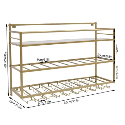 Produktbild von Wandmontierter Weinständer, hohe Tragfähigkeit, industrielles Stahl-Design, /h3divulliGold - Gold/li/ul/div