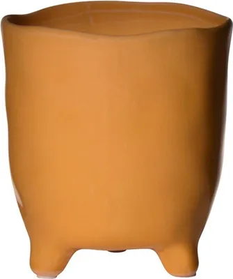 Produktbild von INNA-Glas Blumentopf Keramik Catia mit Füßen, orange-braun, 16cm, Ø15,5cm - Keramiktopf