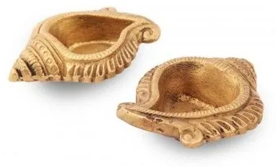 2er-Set Messing-Diyas, indische Öllampen, Bronze