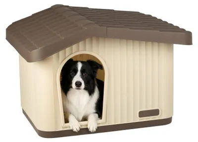 Zdjęcie produktu dla VOUNOT® Indoor Outdoor Cat House & Doghouse, domek dla zwierząt odporny na zimę i warunki atmosferyczne 75 x 63 x 51 cm, beżowy