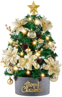 Produktbild von Unyqoos® Verzaubernder Mini-Weihnachtsbaum von 60 cm mit Dekorationen für festliche Atmosphäre