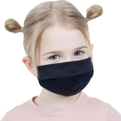Produktbild von 4 Stück Kinder Maske Staub Baumwoll Gesichtsmaske waschbar 2-Lagen Schwarz