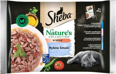 Produktbild von Sheba Nature's Collection Beutel mit Fischgeschmack – Nassfutter für ausgewachsene Katzen in Soße 13 x (4x85g)