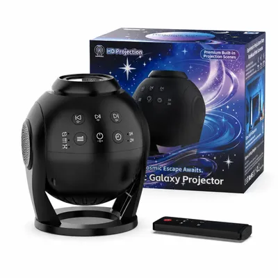 Produktbild von Bolong BL-VP03 Galaxieprojektor mit 100 Videoszenen und Fernbedienung, schwarz, KI-generiertes Bild