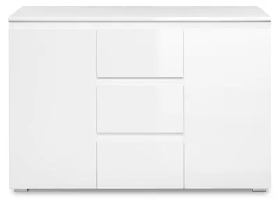 Image de CALICOSY - Buffet 2 Portes 3 Tiroirs Blanc L120 cm - PRETORIA