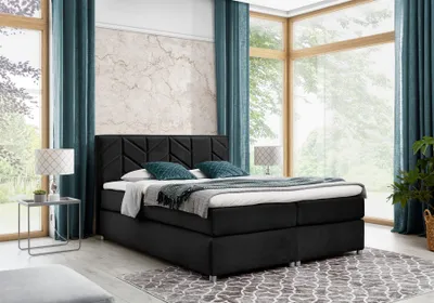 Produktbild von Boxspringbett Schlafzimmerbett Bett BARTOLO DELUX Stoff Schwarz 160x200cm