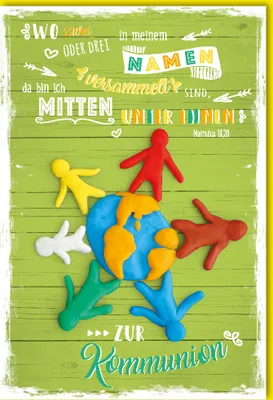 Produktbild von Kommunion - Karte mit Umschlag - Figuren aus Knete