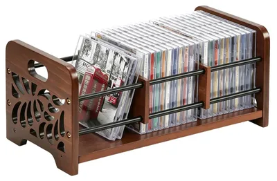 Zdjęcie produktu dla Stojak na płyty CD - drewniana półka na płyty CD do przechowywania i prezentacji