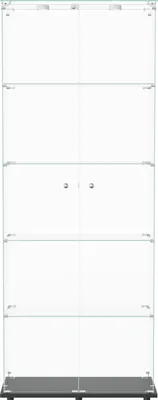Produktbild von UnboxG Vitrine Glas mit LED, 186.5cm Groß Standvitrine, 2 Tür 5 Lagen Glasvitrine Stehend Vitrinenschrank Sammlervitrine Hochschrank für Wohnzimmer, Schlafzimmer, Büro, Schwarz