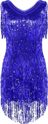 Produktbild von Damen Pailletten Gr. M Kleid Salsa Rumba Tanzbauch Tanzkleid Metallic Kleid Glänzend Tanzkleid für Party