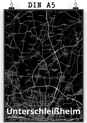 Produktbild von Mr. & Mrs. Panda Bild Unterschleißheim DIN A5 - Geschenk, Kunstdruck, Wandbild, Stadt, wanddeko, Wandschmuck, Dorf Karte Landkarte Map Stadtplan, drucke