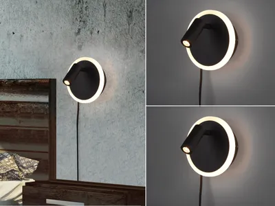 Produktbild von LED Wandleuchte Set Schwarz mit Leselampe Schlafzimmerlampen Wandlampe fürs Bett