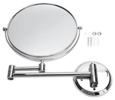 Image de Miroir de maquillage mural pour salle de bain : un accessoire élégant en métal plaqué