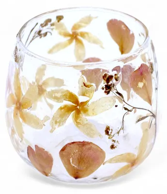 Imagen del producto de Portavelas recto de Vidrio floral natural - rosa - (8x8cm)
