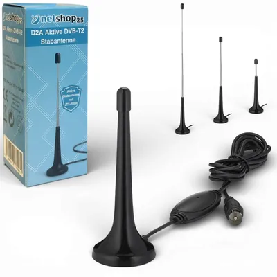 Produktbild von DVB-T2 Antenne mit Verstärker und LTE Filter für digitales HD Fernsehen und DAB Radio. Aktive 360° Zimmerantenne mit Magnetfuß (Digital TV, 4K, HDTV, DVB-T2, DAB, DAB+)
