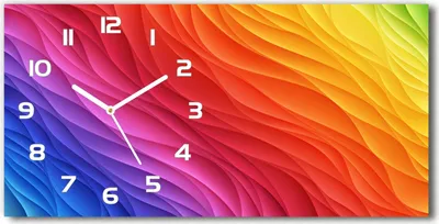 Produktbild von Wanduhr aus Glas – 60x30 cm - Glasbild - Glasuhr - Gehärtetes Glas - weisse-zeiger - Bunte Wellen
