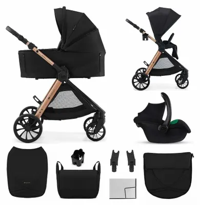 Image de Poussette 3 en 1 Kinderkraft VESTO 2 avec nacelle, siège auto MINK PRO 2, siège sport réversible, système de voyage, noir