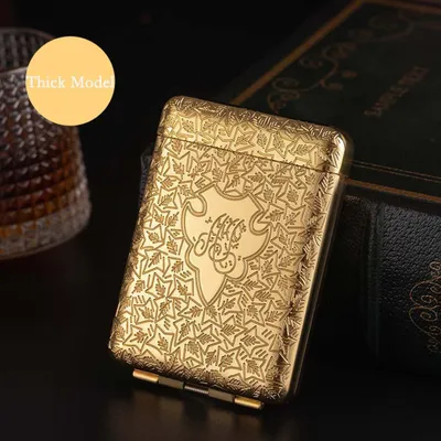 Produktbild von INF Metall Zigarettenetui mit Klappdeckel für 16 Zigaretten im King-Size-Format Gold