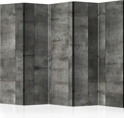 Produktbild von Akusticher Raumteiler Abstrakt Foto Paravent 225x172 cm beidseitig auf Vlies-Leinwand bedruckt Akustikschaum Trennwand Spanische Wand Sichtschutz Home Office grau Betonoptik Loft f-A-0043-z-c