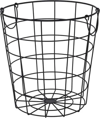 Image de Grille de rangement métallique noire - 29 cm - avec 2 poignées - grille décorative en fil métallique avec des rebords de rangement arrondis
