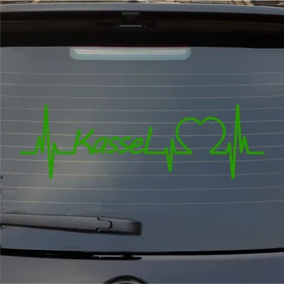 Produktbild von Heckscheibenaufkleber Kassel Herzschlag Puls Stadt Liebe 55x17 cm Hellgrün Auto Aufkleber Sticker
