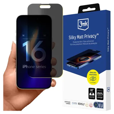 Produktbild von 3MK Silky Matt Privacy, Apple, iPhone 16 Pro, Schlagfest, Kratzresistent, 1 Stück(e)