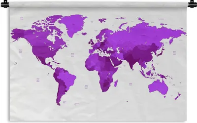 Produktbild von MuchoWow® Wandteppich Wandbehang Weltkarte - Einfach - Violett 60x40 cm Tapisserie Dekoration Wandtuch - Wanddekorationen
