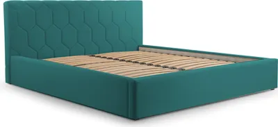 Produktbild von Polsterbett, Doppelbett mit Gepolsterter Kopfteil, Bett mit Kopfstütze, Bettkasten und Lattenrost, Rahmenbettgestell, Samststoff, Stauraumbett - Bett 02 - 140x200 - Peacook (TRINITY 29)
