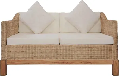 Produktbild von vidaXL 2-Sitzer-Sofa mit Kissen Natürliches Rattan
