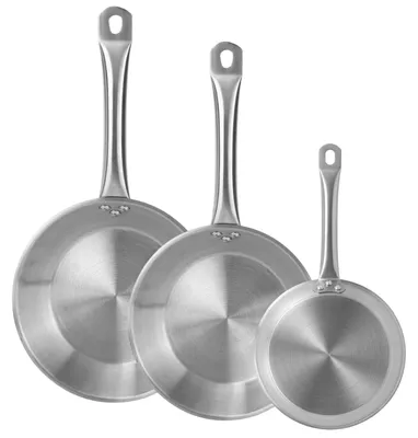 Produktbild von Omgoods – Set aus 3 Pfannen, Durchmesser 22/26/28 cm – geeignet für Induktion, ohne Antihaftbeschichtung