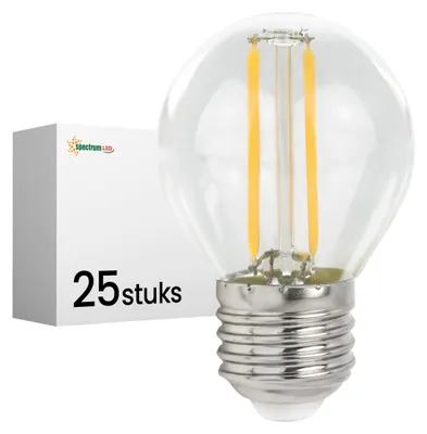 Productafbeelding van Spectrum LED Kogellamp P45 E27 Helder - 1W 100lm 2700K - Warmwit - Vervangt 10W - 25 stuks