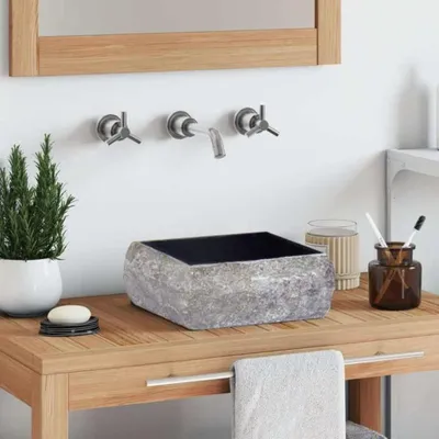 Zdjęcie produktu dla vidaXL Umywalka czarna 30x30x13 cm marmurowa
