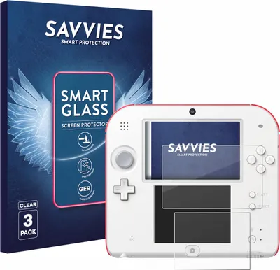 Produktbild von 3x Savvies Schutzglas Folie für Nintendo 2DS 9H Panzer Schutzfolie Glas Displayschutz klar transparent