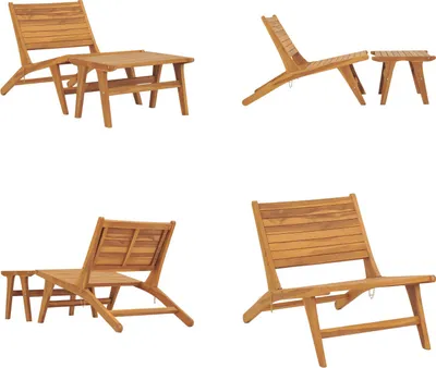 Immagine prodotto di vidaXL Sedia da giardino con poggiapiedi in teak massiccio - Sedia da giardino - Sedie da giardino - Sedia a sdraio - Sedie a sdraio
