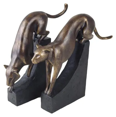 Produktbild von Panther Dekofiguren schwarz-bronze 2 Stück Skulpturen Polystone