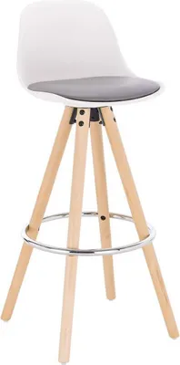 Produktbild von WOLTU 1 x Barhocker, aus Kunstleder, Holzgestell mit Lehne, Grau+Weiß