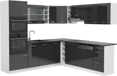 Produktbild von Eckküche Vicco R-Line Anthrazit Hochglanz 247 x 60 cm , AP Anthrazit, Model 42787