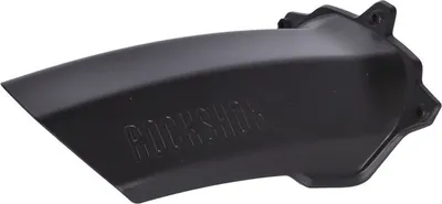 A black bicycle fender with the brand name embossed on it, isolated on a white background.