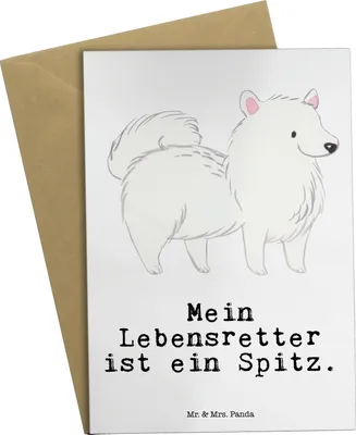 Produktbild von Mr. & Mrs. Panda babykarte Spitz Lebensretter - Weiß - Geschenk, Grußkarte, weihnachtskarten, Grußkarten, einladungskarten, hochzeitskarten, valentinstagskarte